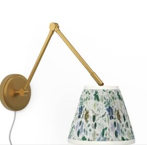 Rifle Papaer Co. Adjustable Gold Wall Sconce with Floral Shade NIB